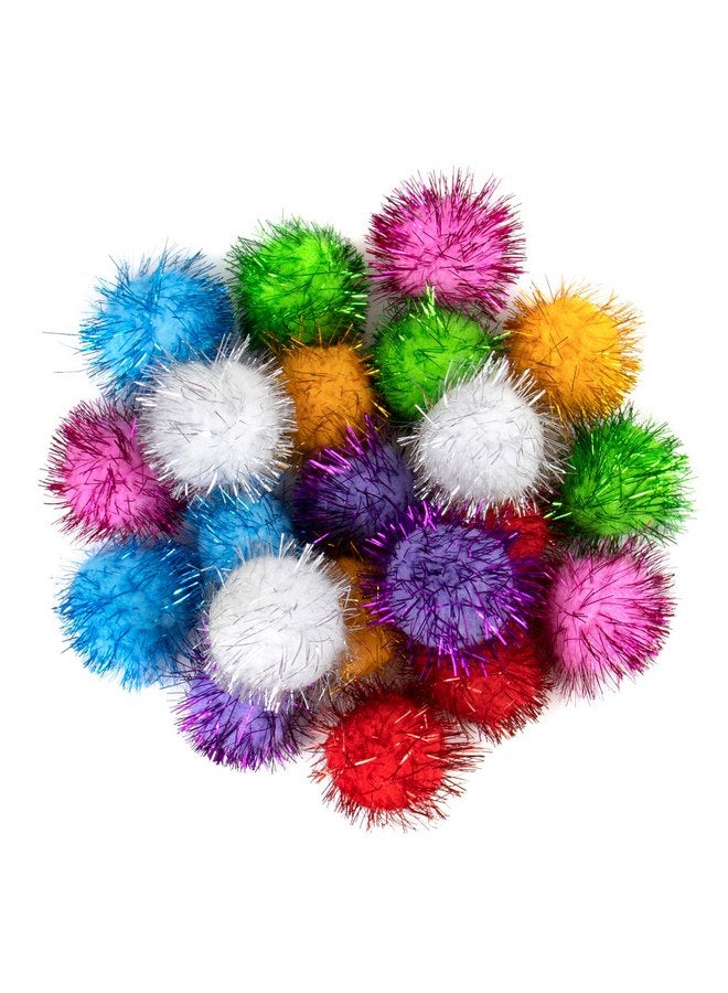 AUEAR, 20 Pack Sparkle Balls 1.5 Inches Sparkle Balls Tinsel Pom Poms Balls for Cats Pets Assorted Colors - Image 1