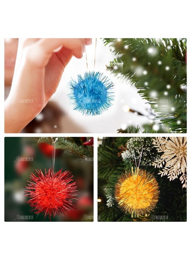 AUEAR, 20 Pack Sparkle Balls 1.5 Inches Sparkle Balls Tinsel Pom Poms Balls for Cats Pets Assorted Colors - Image 3