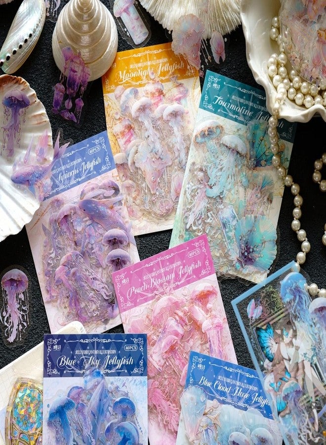 Obujopal 40 Pcs Jellyfish Stickers for Scrapbooking Junk Journal Water Bottle Planner Diary Phone Case Laptop Notebook Card Making Collage DIY Craft Decoration, 20 Patterns - Image 4