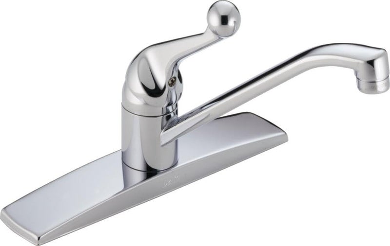 Delta Classic Chrome Kitchen Faucet, 3 Hole Kitchen Sink Faucet, Chrome 100LF-WF - Image 1