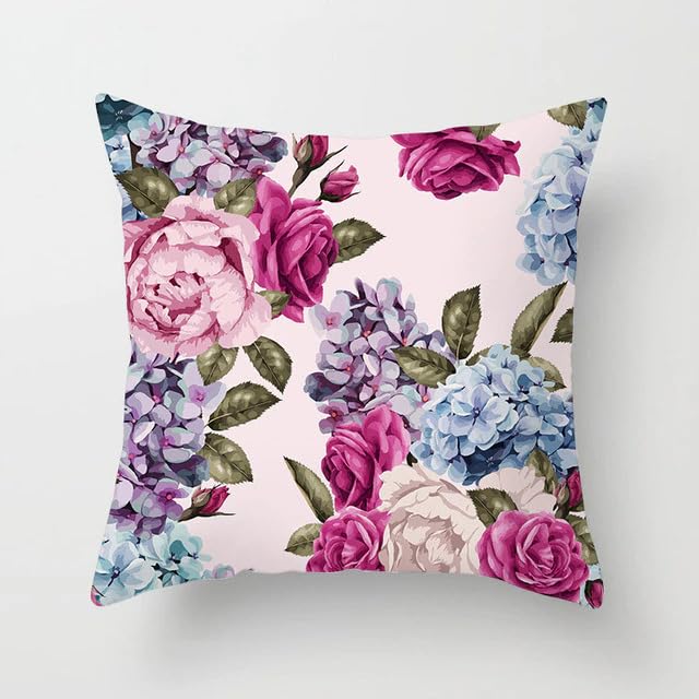 Urvaan Velvet Flower Printed Cushion Cover, 16 x 16 Inch, Set of 6, Multicolour - Image 3