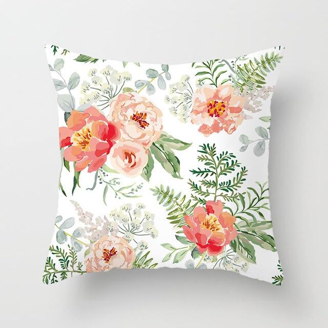 Urvaan Velvet Flower Printed Cushion Cover, 16 x 16 Inch, Set of 6, Multicolour - Image 2