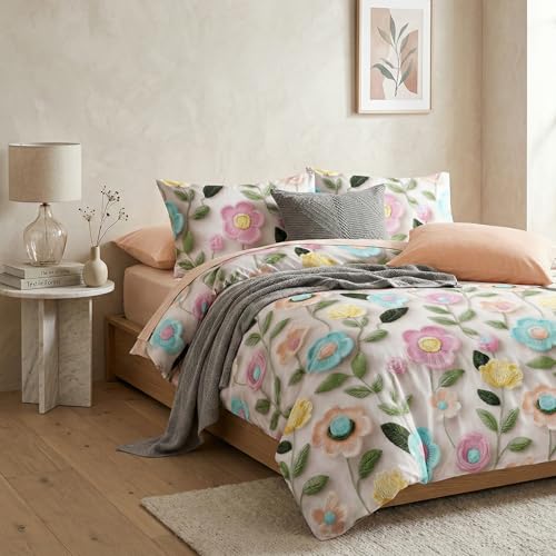 LOOMLYFE 300 TC 7D Microfiber XXL Soft Cotton Super King Size Bedsheet for Double Bed, King Size 108 Inches X 108 Inches, 9 Feet, 275 X 275 cm with 2 Large Size Pillow Covers, PinkBlueSunflower - Image 1