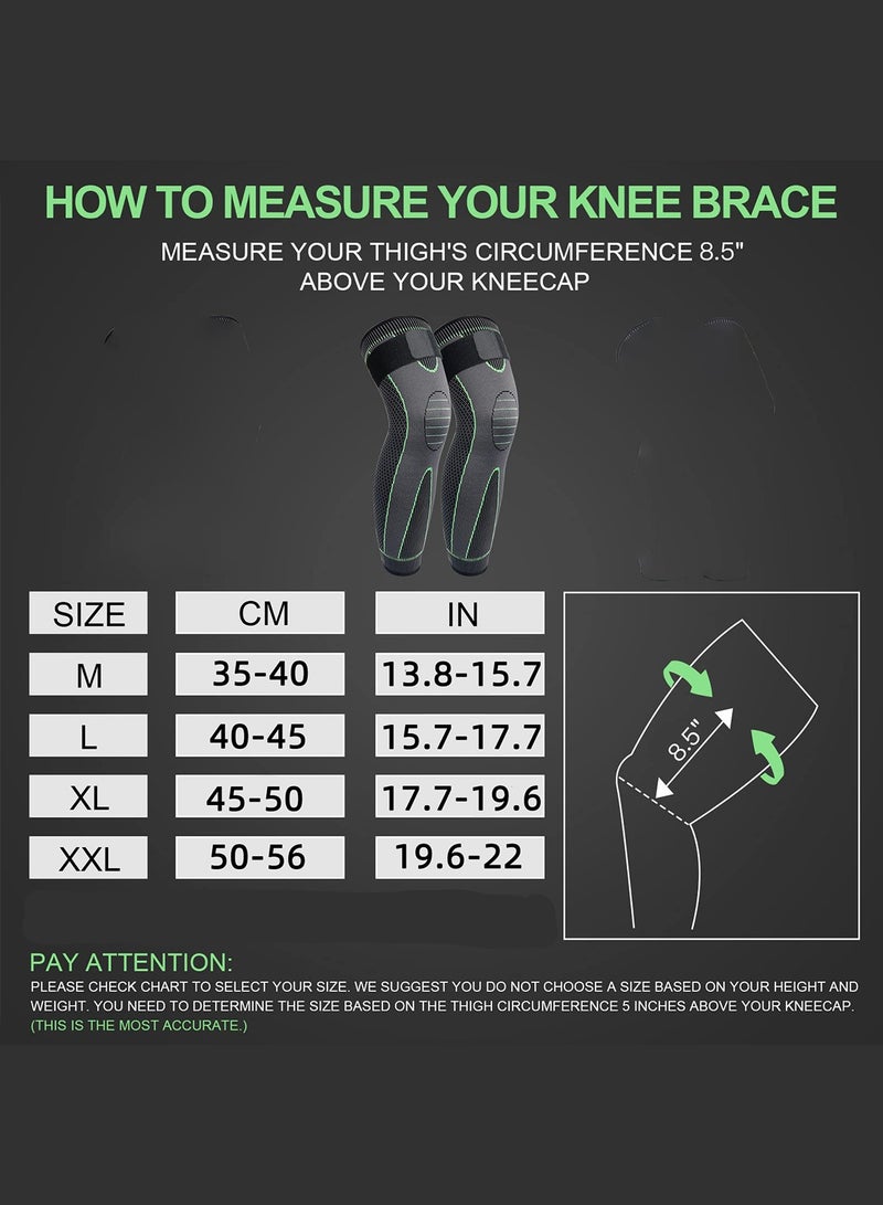Ofrdncy Leg Compression Sleeve Full Leg 2 Pack Long Knee Brace for Men Women Knee Support Protector for Running,Weightlifting, Workout and other Sport-4Sizes - Image 2