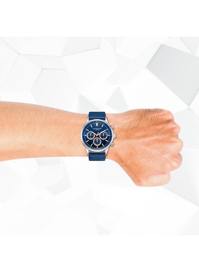 Lee Cooper LEE COOPER LC08001.599 Men's Multi Function Display Watch & Leather Strap Dark Blue  - Image 4