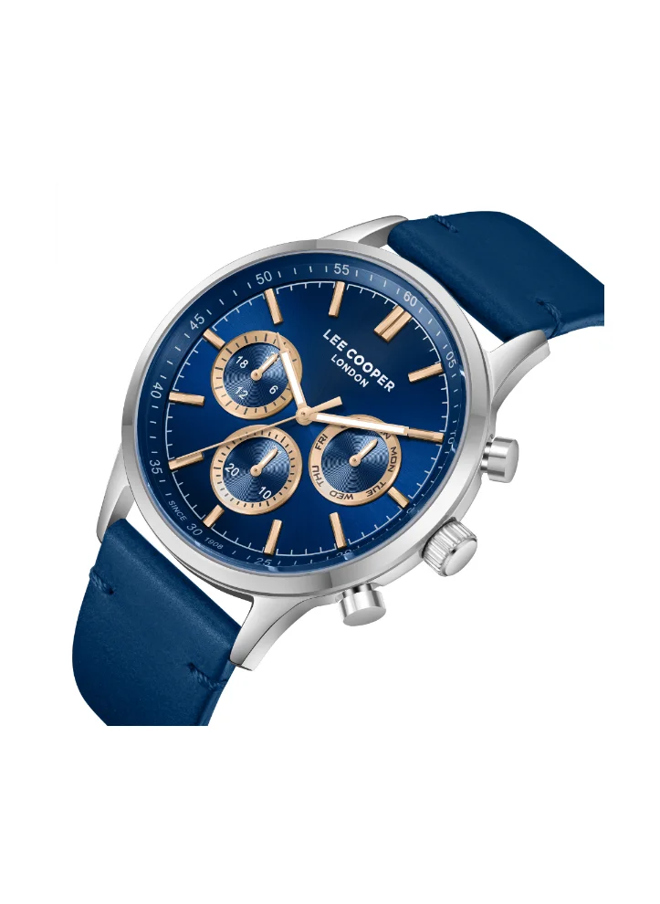 Lee Cooper LEE COOPER LC08001.599 Men's Multi Function Display Watch & Leather Strap Dark Blue