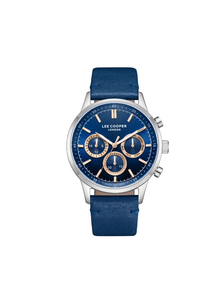 Lee Cooper LEE COOPER LC08001.599 Men's Multi Function Display Watch & Leather Strap Dark Blue