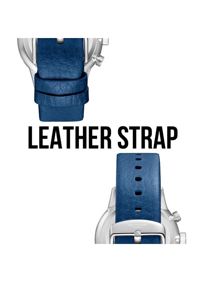 Lee Cooper LEE COOPER LC08001.599 Men's Multi Function Display Watch & Leather Strap Dark Blue  - Image 2