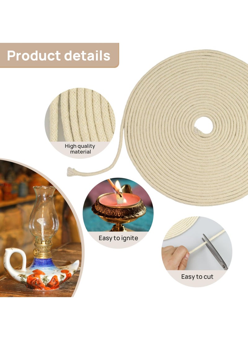 SUNSAR Oil Lamps Accessories ,32.8Ft 4mm Oil Lamp Wicks, Round Cotton Lamp Wicks Burner, Braided Round Candle Wicks for Kerosene Alcohol Lamp Candle Making  - Image 2