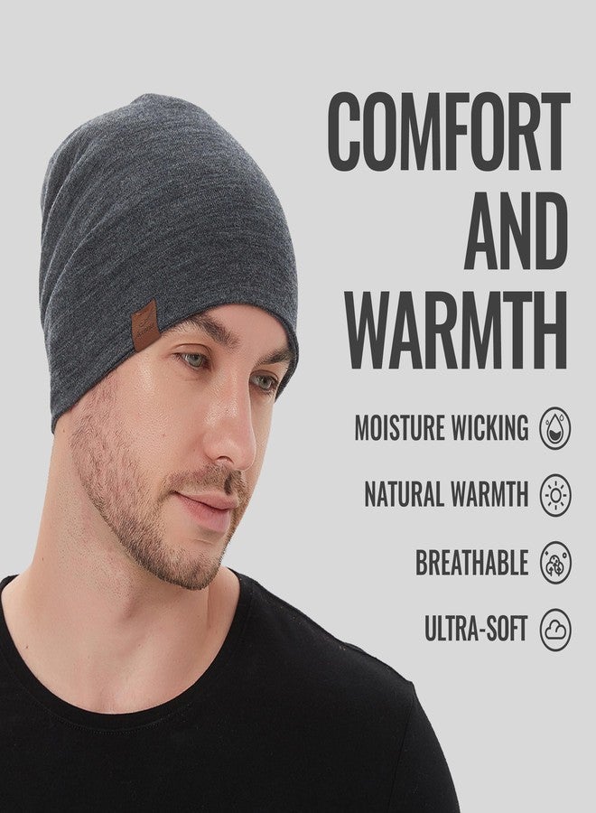 ACUSHLA 100% Merino Wool Cuff Beanie for Men & Women Knitted Winter Hat Unisex Watch Cap Skull Wrap for Cold Weather, Dark Grey - Image 3