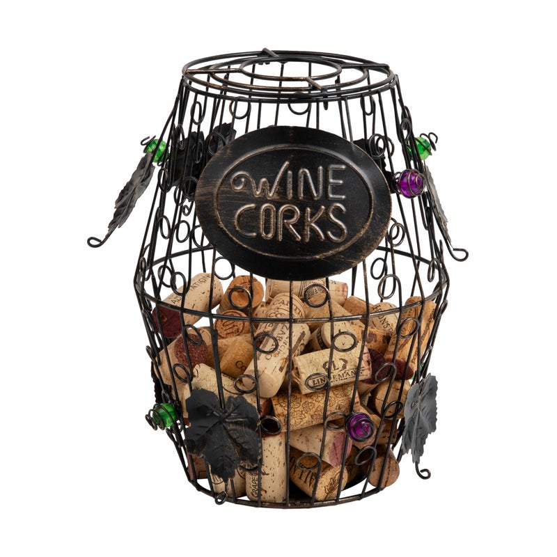 Mind Reader Mind Reader Decorative Wine Cork Barrel 65L x 65W x 95H Black 