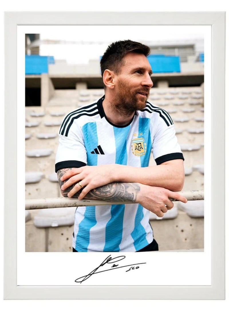 World Cup Lionel Messi Argentina Autographed Poster with Frame 30x40cm