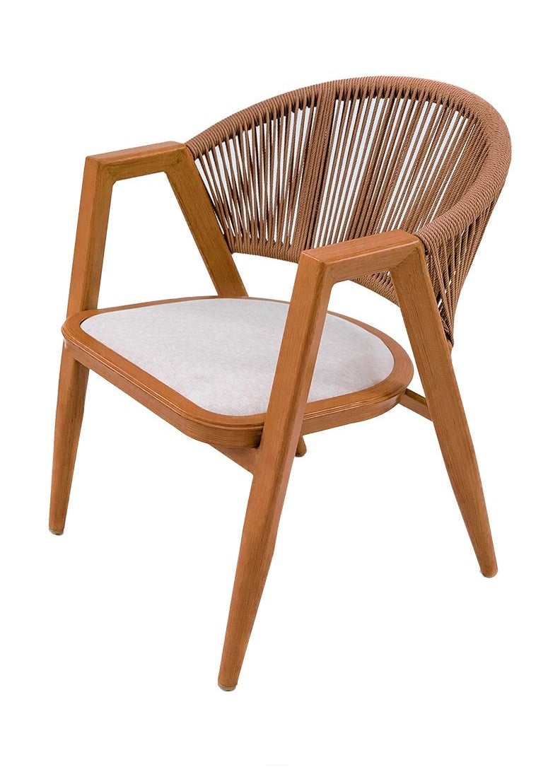 Swin Furniture - Swin Log-style Aluminum Outdoor Faux Wood Dining Chair for Coffee Shop Beige - Image 1