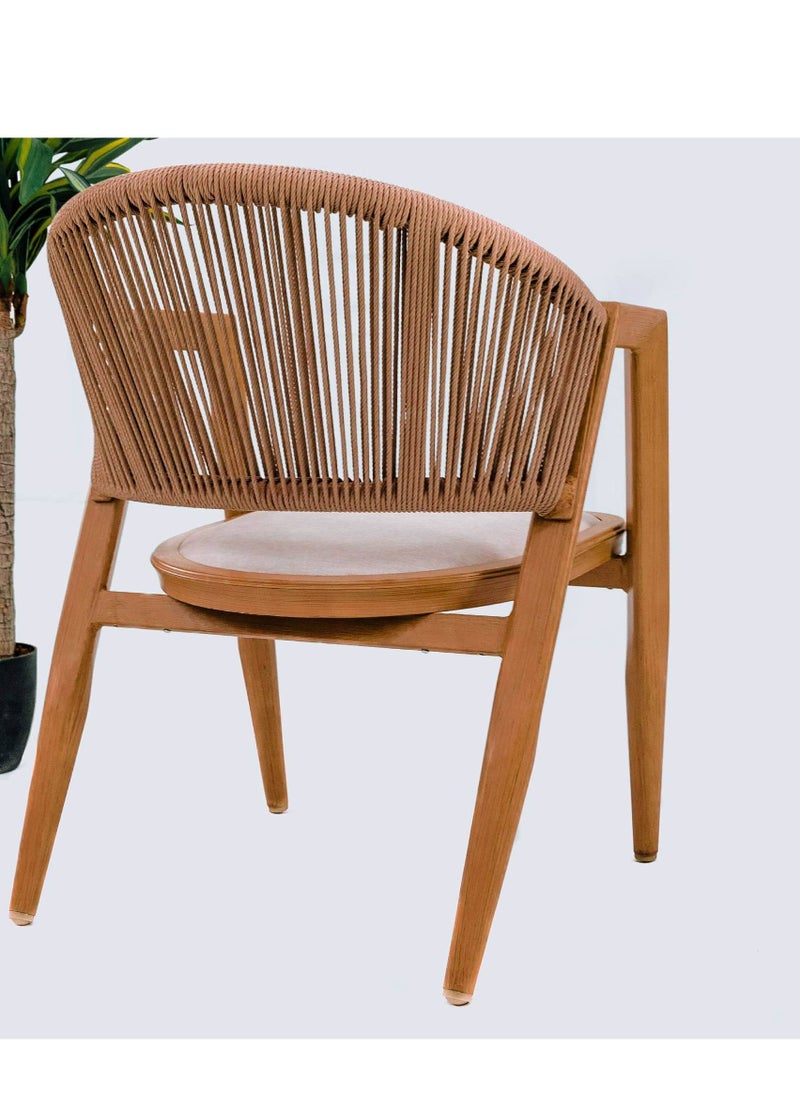Swin Furniture - Swin Log-style Aluminum Outdoor Faux Wood Dining Chair for Coffee Shop Beige - Image 1