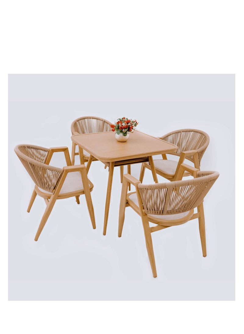 Swin Furniture - Swin Log-style Aluminum Outdoor Faux Wood Dining Chair for Coffee Shop Beige - Image 1
