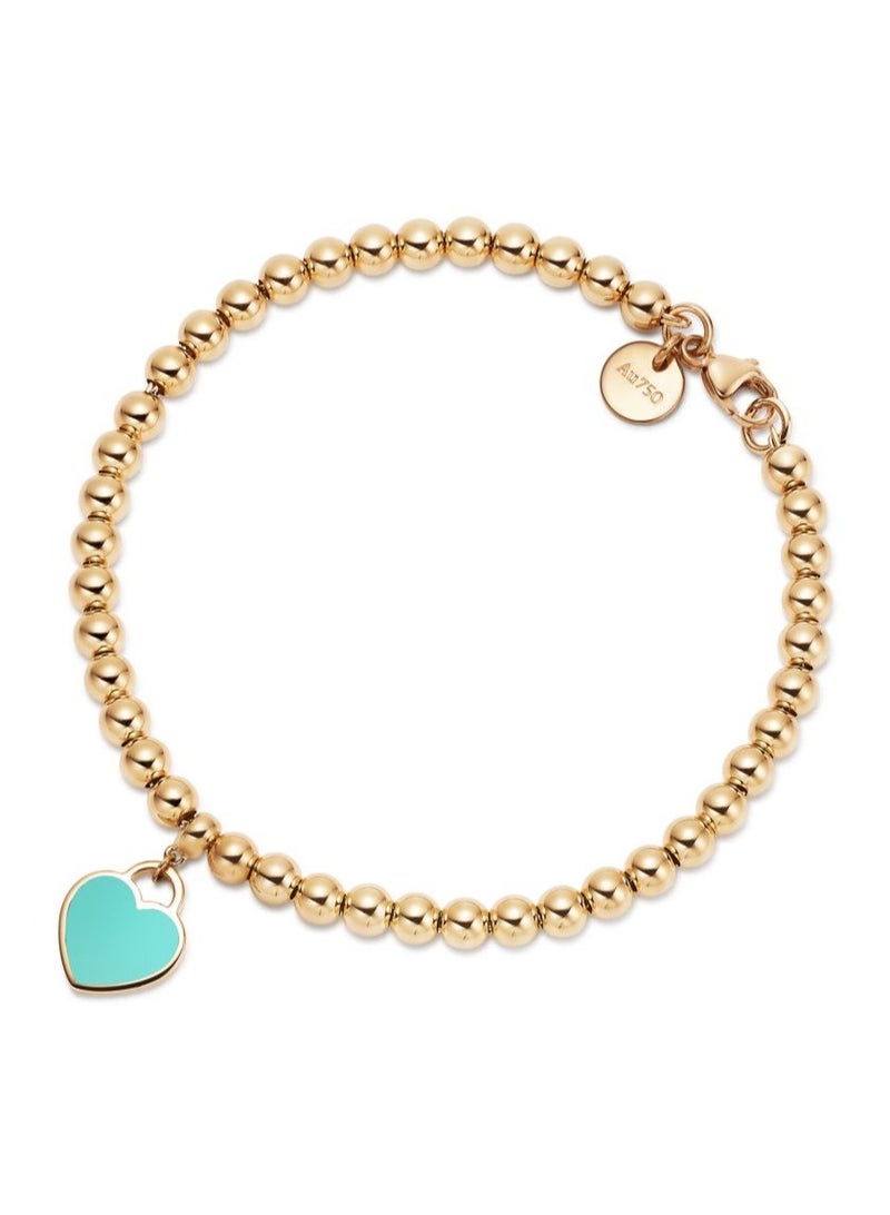 Tiffany Heart Enamel Beaded Bracelet 4mm