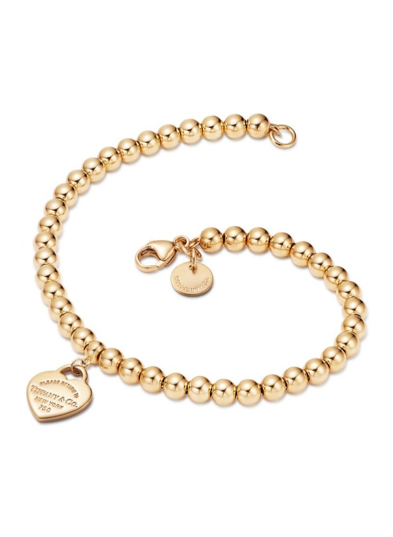 Tiffany Heart Enamel Beaded Bracelet 4mm