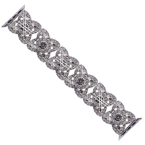 VIQIV Bling Bands for Compatible with Apple Watch 38mm 40mm 41mm 42mm(Series 10) Iwatch Series 11 10 9 8 7 6 5 4 3 2 SE SE2, Diamond Rhinestone Stainless Steel Metal Bracelet Wristband Strap for Women Silver - Image 4