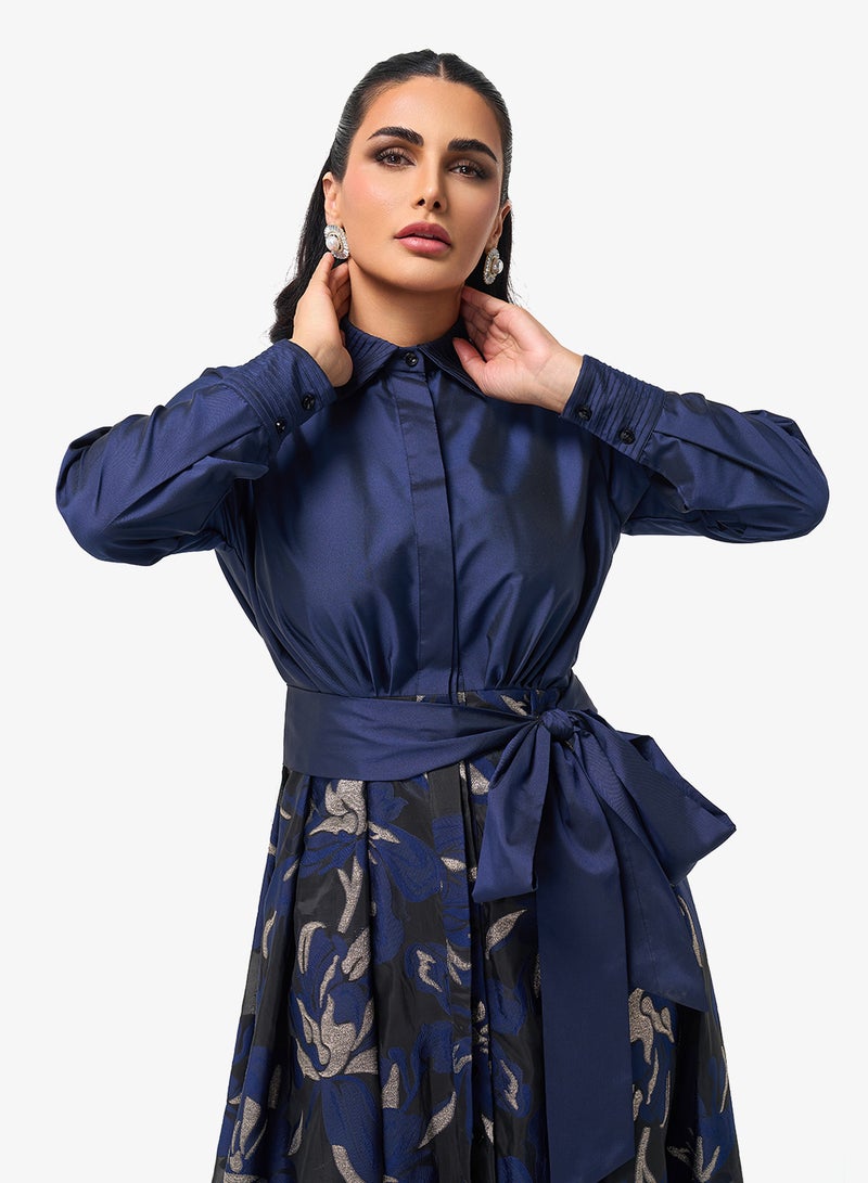 ثريدز باي اجوني فستان ماكسي بأكمام طويلة وحزام - Image 3