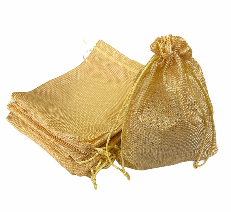 Krisah Fabric Unisex-Adult Self Design Cloth Potli Gift Bags, Pack Of 25 (Beige) Big Size 23 X 18 Cm Capacity 500 Gram - Image 1