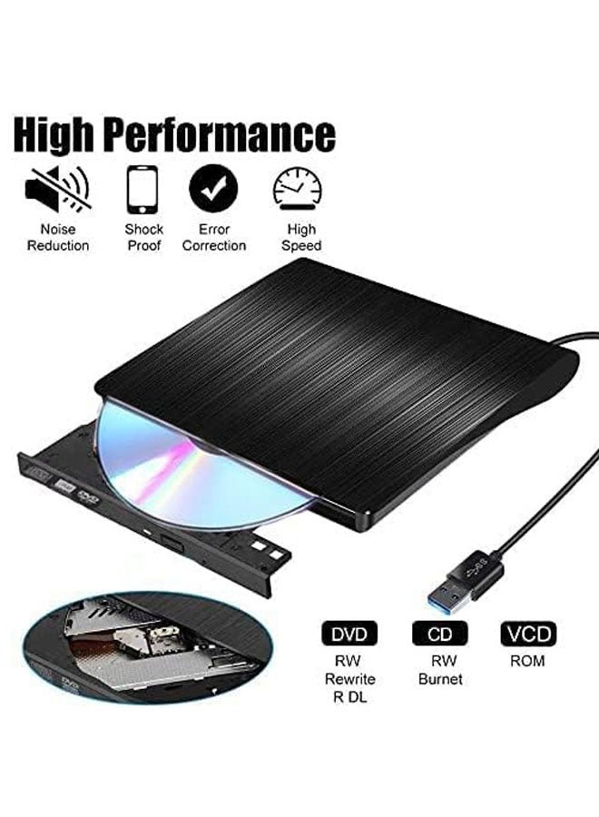 general External DVD/CD ROM Card Reader Rewriter Burner Drive USB 3.0 USB-C Port with Type-C Superdrive Adapter Laptop Desktop - Image 2