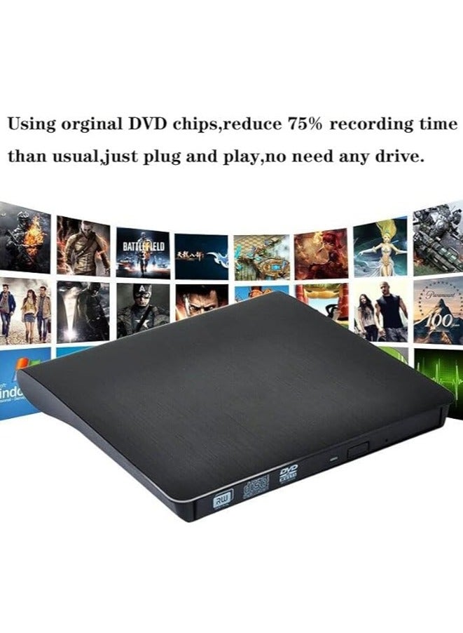 general External DVD/CD ROM Card Reader Rewriter Burner Drive USB 3.0 USB-C Port with Type-C Superdrive Adapter Laptop Desktop - Image 5