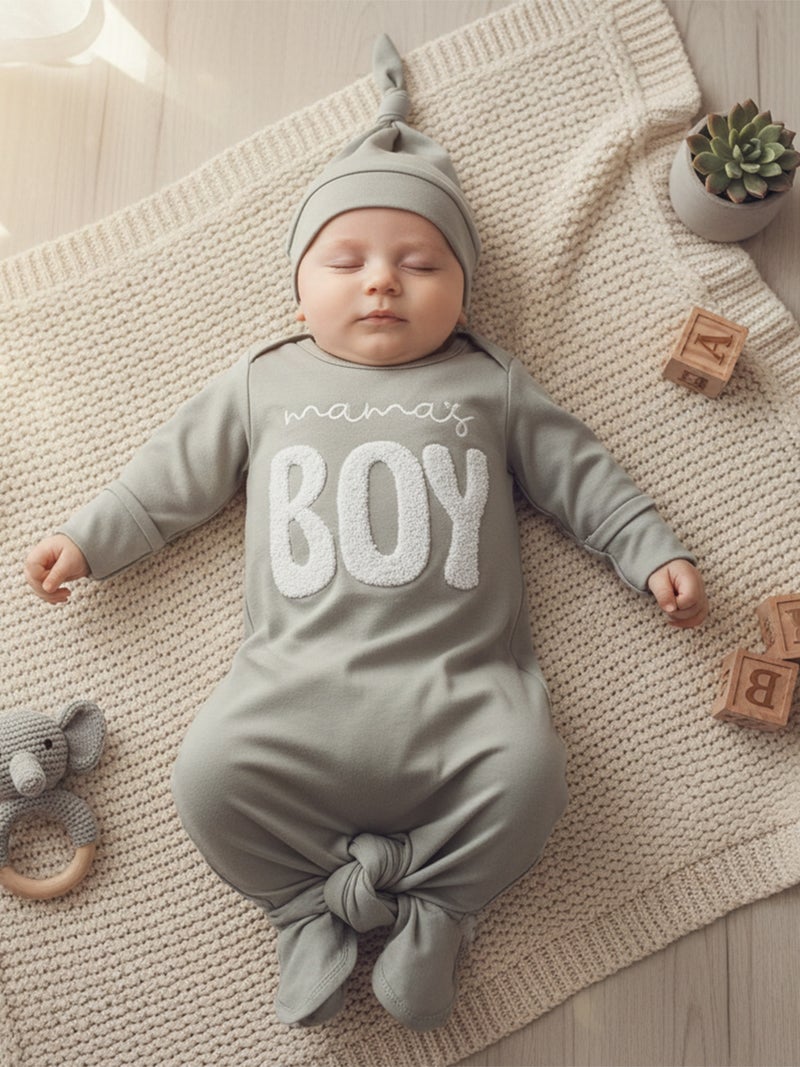 Newborn Gowns Long Sleeve O Neck Letter Embroidery Baby Sleep Bag Newborn Clothes Baby Wearable Blanket for Boys - Image 5