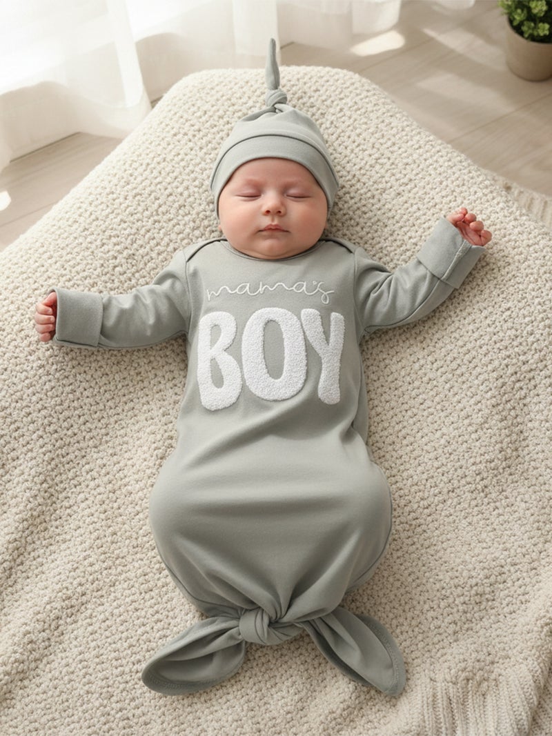 Newborn Gowns Long Sleeve O Neck Letter Embroidery Baby Sleep Bag Newborn Clothes Baby Wearable Blanket for Boys - Image 3