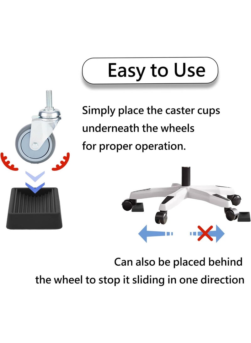Furniture Wheels Caster Cups, Non-Slip Rubber Bed Frame Stopper Floor Protector for Any Furniture with Wheels - 4 Pack (Black) - Image 4