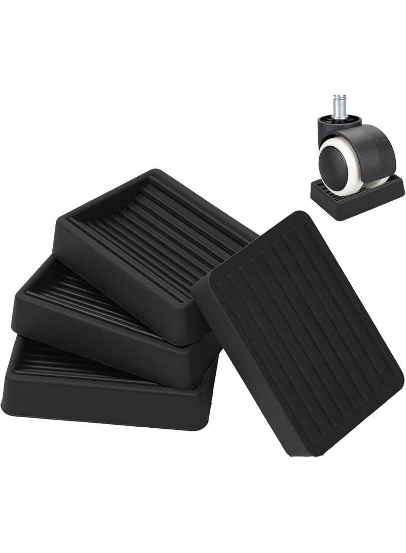Furniture Wheels Caster Cups, Non-Slip Rubber Bed Frame Stopper Floor Protector for Any Furniture with Wheels - 4 Pack (Black) - Image 1