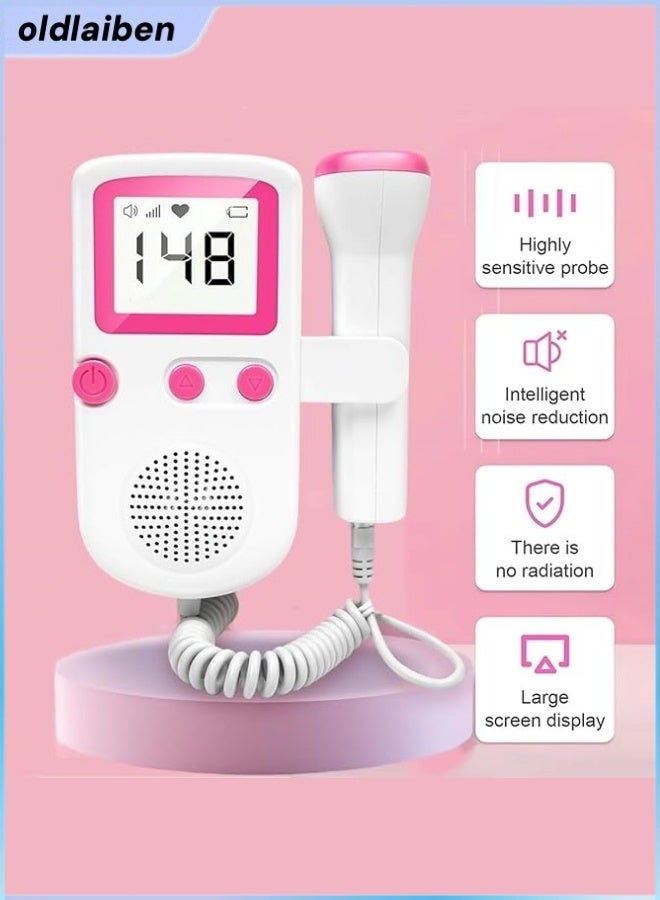 الدليبن جهاز مراقبة معدل ضربات قلب الجنين، جهاز مراقبة دوبلر للجنين، جهاز دوبلر محمول بالموجات فوق الصوتية، أجهزة مراقبة ما قبل الولادة بدون إشعاع، مزود بشاشة LCD، حساسية عالية، خاصية إلغاء الضوضاء، متوافق مع سماعات الرأس. مناسب للأمهات الجدد، للاستخدام المنزلي، المكتبي، أثناء السفر. - Image 4