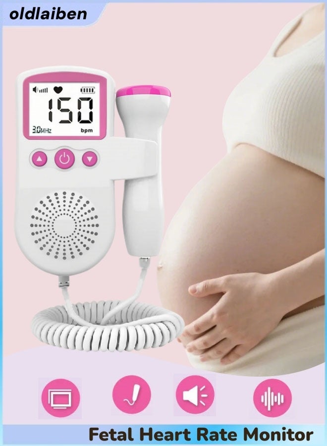 الدليبن جهاز مراقبة معدل ضربات قلب الجنين، جهاز مراقبة دوبلر للجنين، جهاز دوبلر محمول بالموجات فوق الصوتية، أجهزة مراقبة ما قبل الولادة بدون إشعاع، مزود بشاشة LCD، حساسية عالية، خاصية إلغاء الضوضاء، متوافق مع سماعات الرأس. مناسب للأمهات الجدد، للاستخدام المنزلي، المكتبي، أثناء السفر. - Image 1