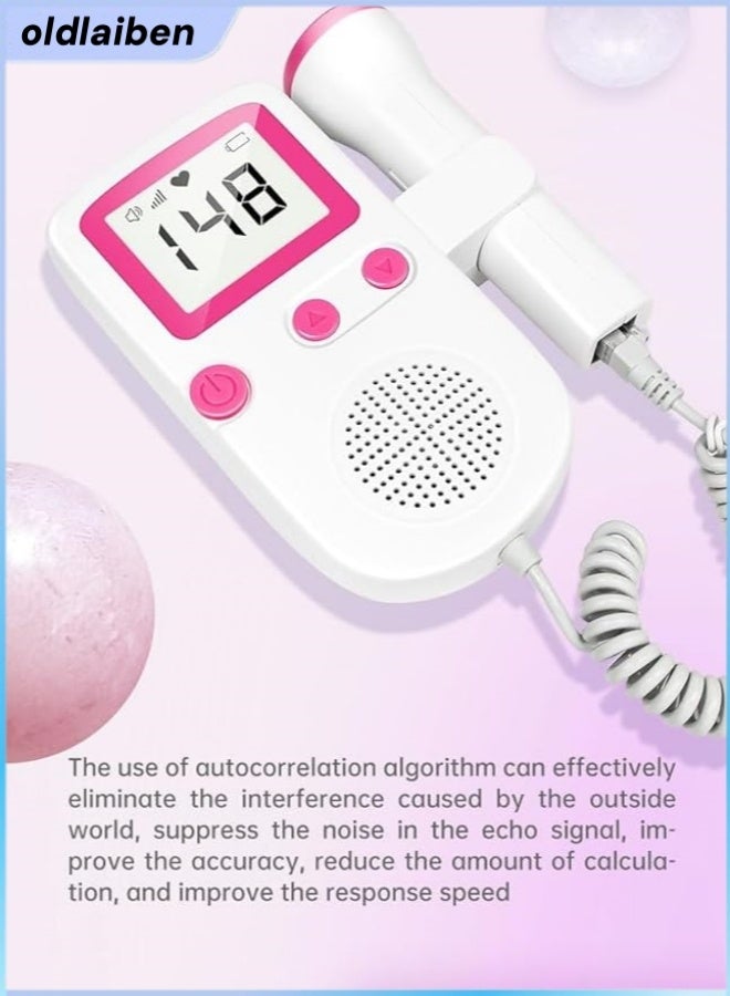 الدليبن جهاز مراقبة معدل ضربات قلب الجنين، جهاز مراقبة دوبلر للجنين، جهاز دوبلر محمول بالموجات فوق الصوتية، أجهزة مراقبة ما قبل الولادة بدون إشعاع، مزود بشاشة LCD، حساسية عالية، خاصية إلغاء الضوضاء، متوافق مع سماعات الرأس. مناسب للأمهات الجدد، للاستخدام المنزلي، المكتبي، أثناء السفر. - Image 5