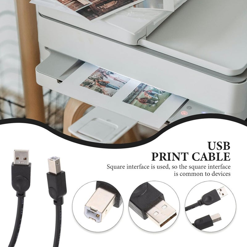 كابل طابعة USB بنواة نحاسية، سرعة عالية، طول 5 أمتار، لون أسود، لاستخدامه مع أجهزة الطباعة والفاكس في المكاتب - Image 5