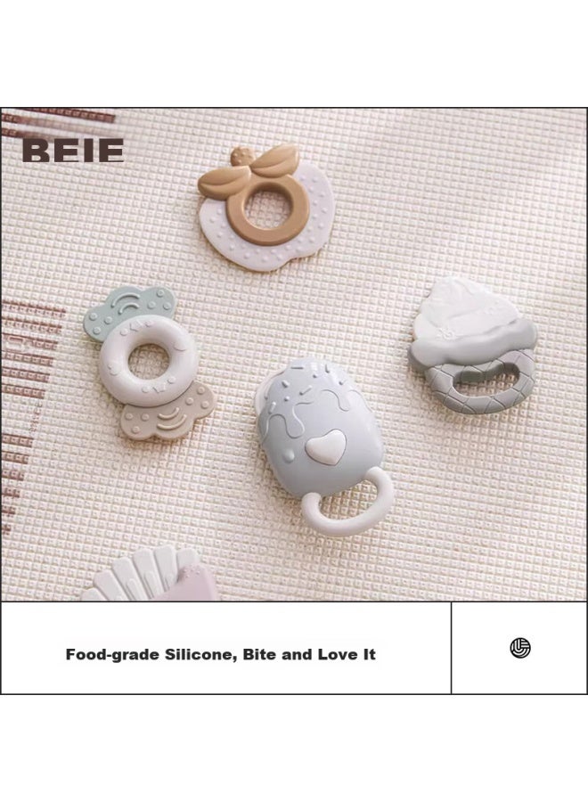 Beie Rattle Teether Early Education Toy For 0-3 Years Old, Premium Rattle Soothing Gift Box, 12 Pieces, Newborn And Children's Gift - Image 3