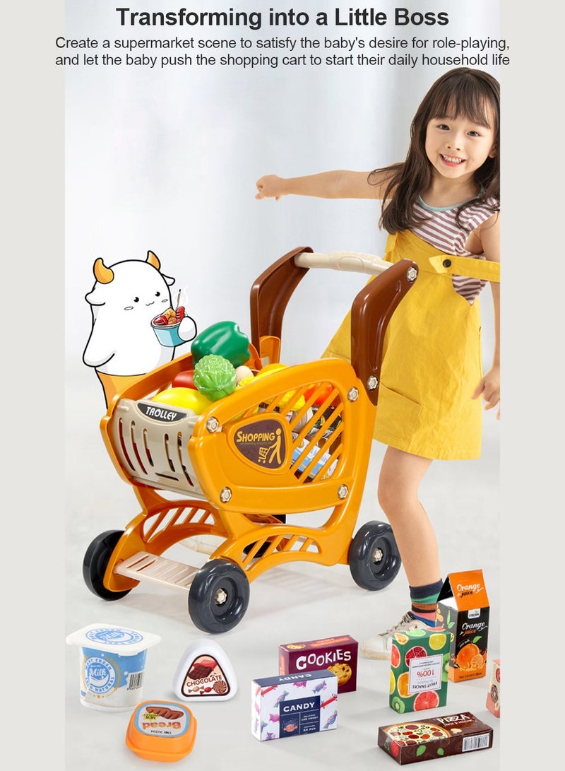 Sharpdo 65 قطعة محاكاة تسوق سوبرماركت كاشير عربة تسوق ألعاب سوبرماركت للأطفال مجموعة لعب أدوار سوبرستور ألعاب أطفال سوبرماركت مع ضوء وصوت وماسح ضوئي يعمل وعربة تسوق - Image 4