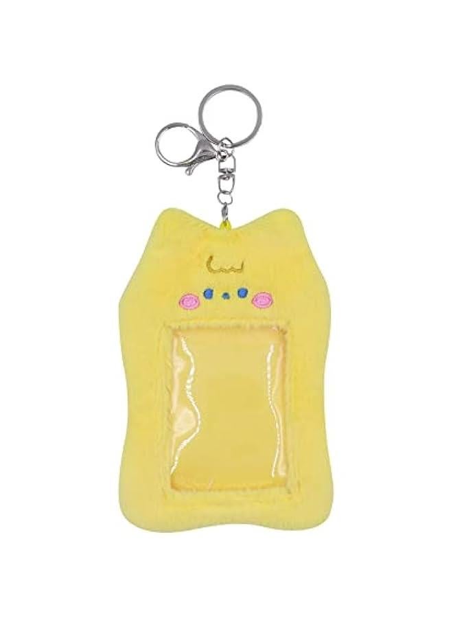 Generic Cute Plush Photocard Holder With Keychain Kpop Credit ID Bank Card Bus Card Protective Case Photo Sleeves,Yellow Bear  - Image 1