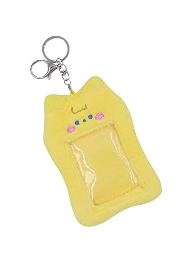 Generic Cute Plush Photocard Holder With Keychain Kpop Credit ID Bank Card Bus Card Protective Case Photo Sleeves,Yellow Bear  - Image 2