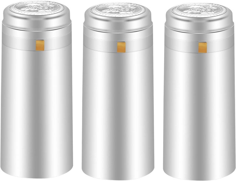 BGMAXimum PVC heat shrink capsules 120 count elegant silver wine shrink wrap sleeves wine bottle corks capsules for professional, wine cellars and home use - Image 1