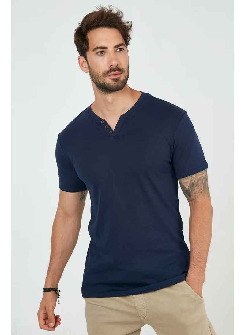 Buratti 100% Cotton V-Neck Slim Fit T Shirt Men's T SHIRT 5902122 - Image 5