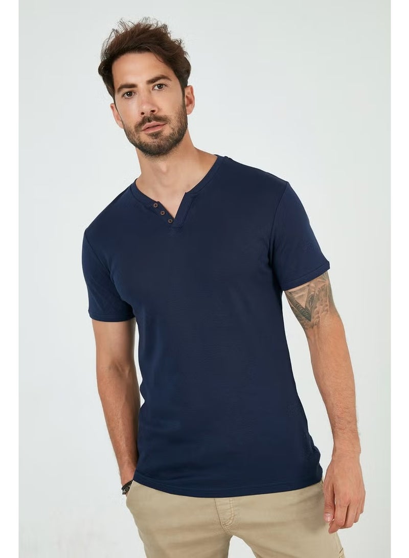 Buratti 100% Cotton V-Neck Slim Fit T Shirt Men's T SHIRT 5902122 - Image 2