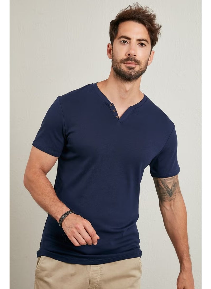 Buratti 100% Cotton V-Neck Slim Fit T Shirt Men's T SHIRT 5902122 - Image 1