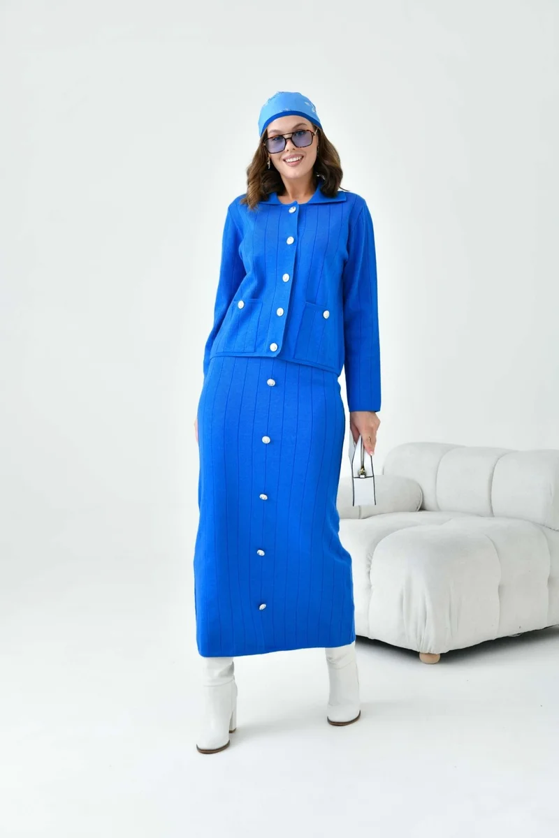 Garmi Women's Buttoned Two Piece Suit Saxe