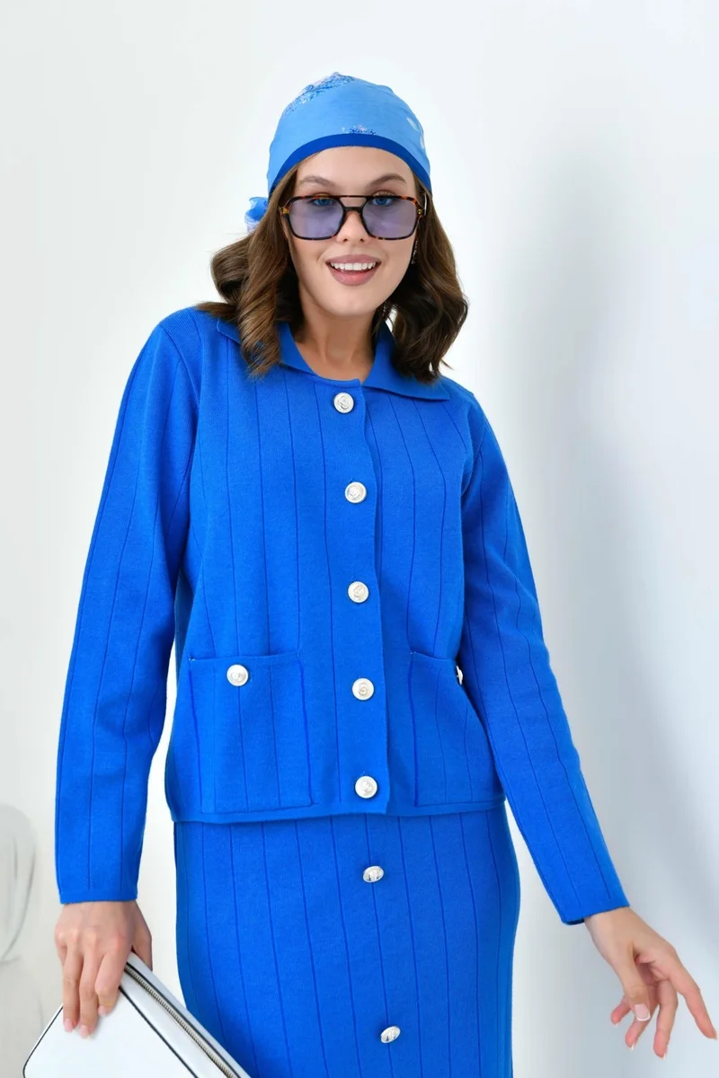 Garmi Women's Buttoned Two Piece Suit Saxe