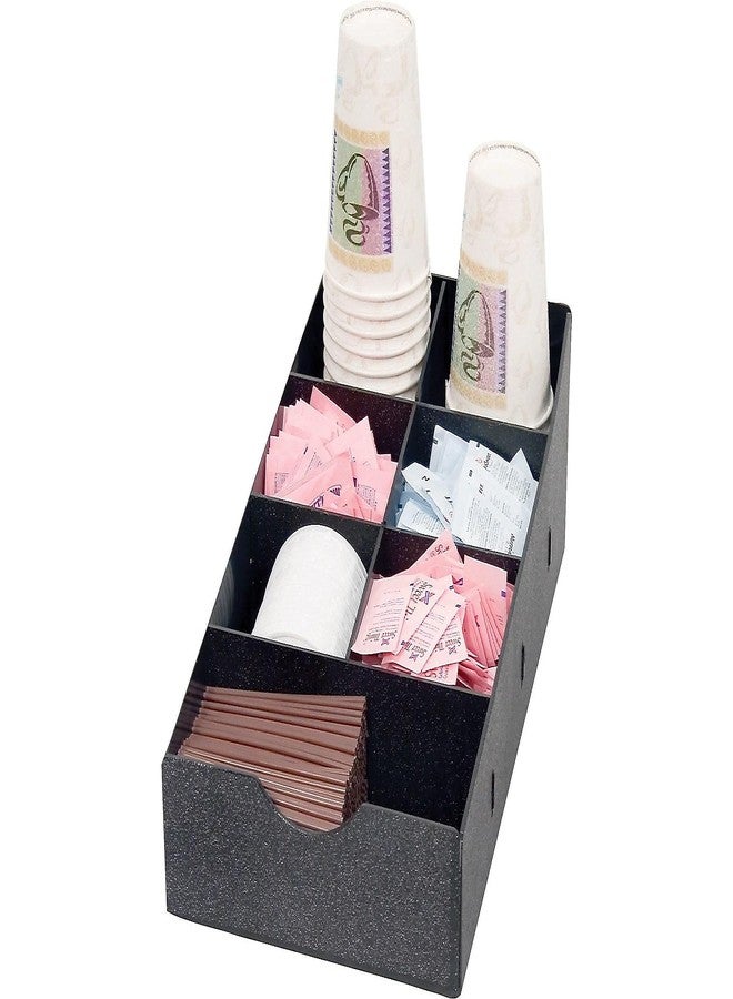 Vertiflex 7-Compartment Black Plastic Condiment Caddy, Modern Style, 8.5 x 16 x 5.25 Inches - Image 2