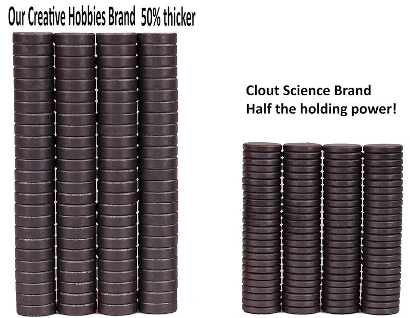 Creative Hobbies 100 قطعة مغناطيس دائري سيراميكي صناعي 11/16 بوصة مسطح - 18 مم قرص دائري - 3/16" سمك - مغناطيس فيريتي بكميات كبيرة للحرف، العلوم والهوايات، الثلاجة أو اللوحة البيضاء - Image 3