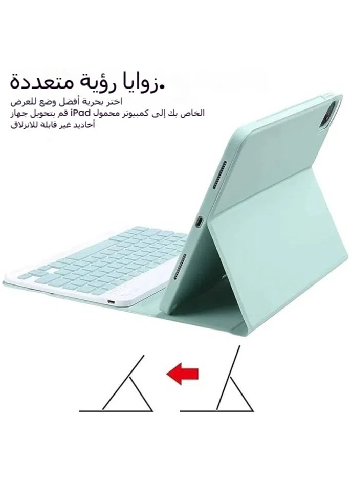 جنرال غلاف لوحة مفاتيح باللغتين العربية والإنجليزية متوافق مع آيباد الجيل العاشر (2022، 10.9 بوصة)، مع لوحة مفاتيح لاسلكية قابلة للفصل ومكان مخصص لقلم الحماية وغطاء جلدي رفيع ذكي.  - Image 2
