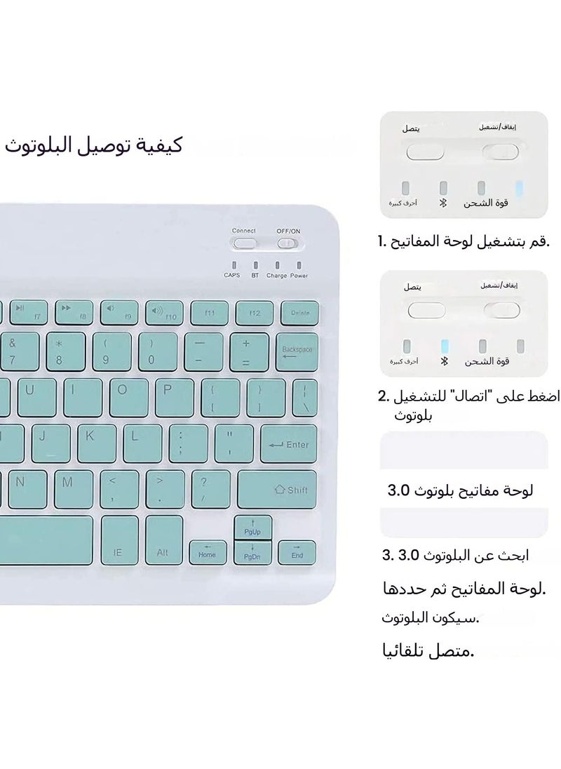 جنرال غلاف لوحة مفاتيح باللغتين العربية والإنجليزية متوافق مع آيباد الجيل العاشر (2022، 10.9 بوصة)، مع لوحة مفاتيح لاسلكية قابلة للفصل ومكان مخصص لقلم الحماية وغطاء جلدي رفيع ذكي.  - Image 5