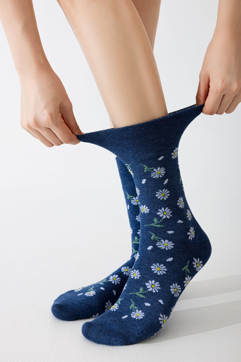 Sockswift Bamboo Viscose Diabetic Socks for Women 5 Pairs Crew Wide Stretch Top Moisture Wicking Neuropathy Socks - Image 2