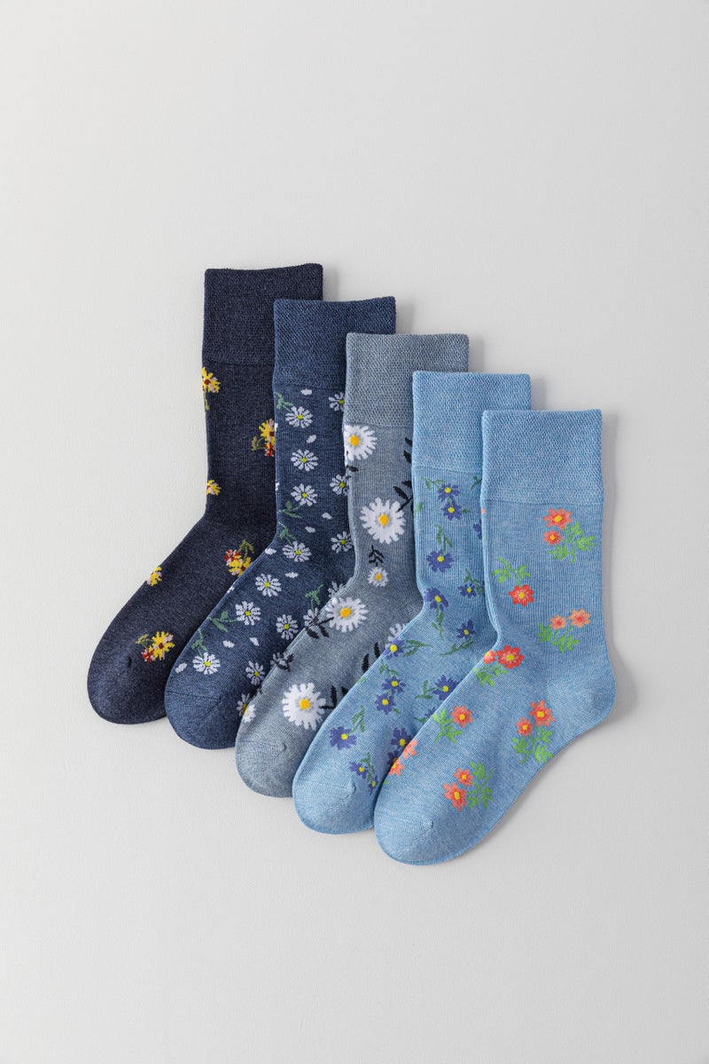 Sockswift Bamboo Viscose Diabetic Socks for Women 5 Pairs Crew Wide Stretch Top Moisture Wicking Neuropathy Socks - Image 5